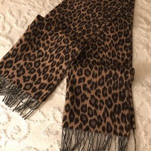 Two J Crew wool blend leopard scarves